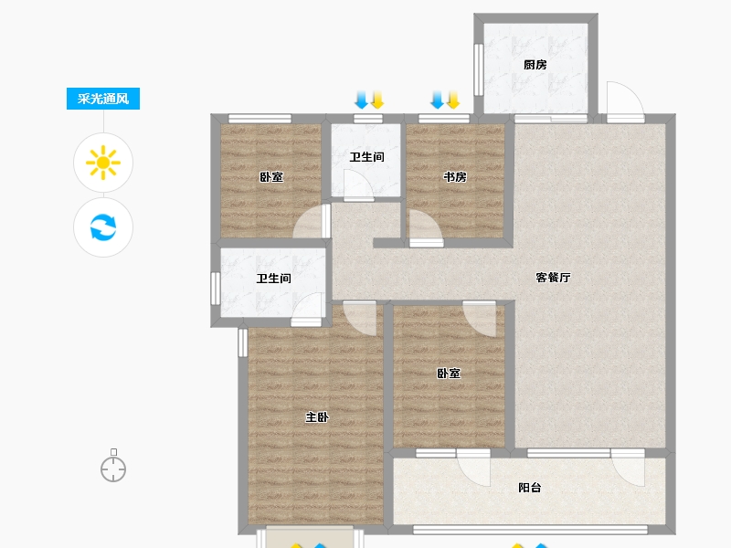 山东省-青岛市-海尔产城创东方学府-118.06-户型库-采光通风