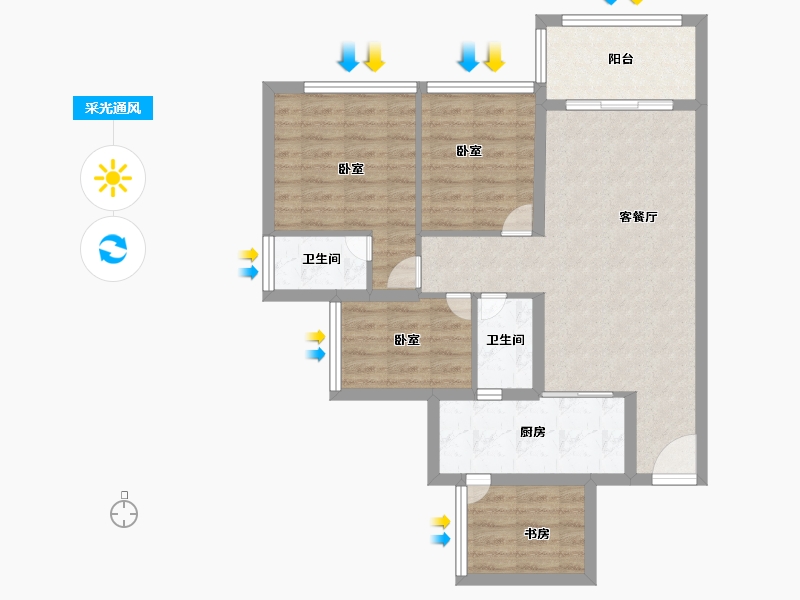 广东省-湛江市-铭鹏紫荆府-77.00-户型库-采光通风