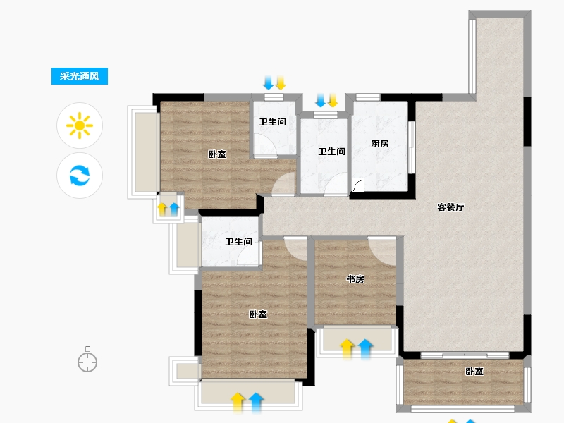 广东省-梅州市-正兴万象江山三期-102.44-户型库-采光通风