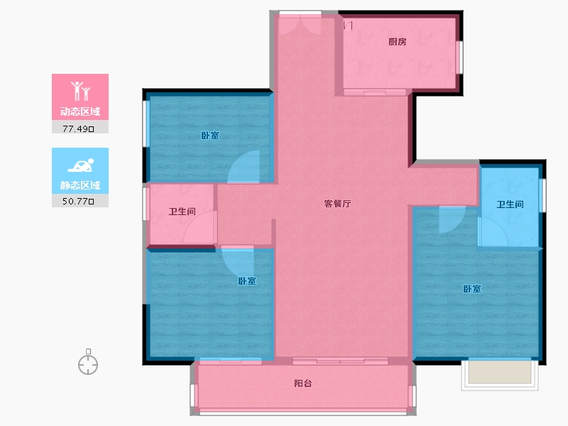 广东省-江门市-保利中央公馆-116.90-户型库-动静分区