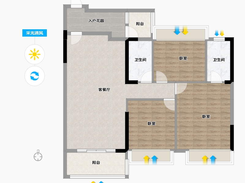 广东省-阳江市-泓基泓景苑-100.03-户型库-采光通风