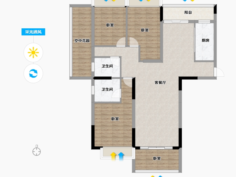 广东省-江门市-台山·骏景园-116.01-户型库-采光通风