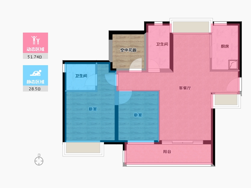 广东省-珠海市-新会保利玥府-76.27-户型库-动静分区