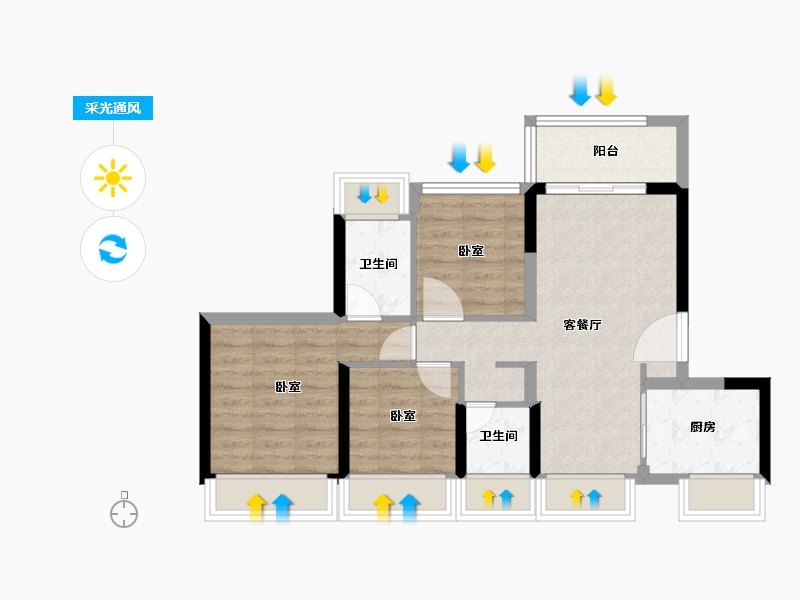 广东省-深圳市-佳兆业樾伴山-64.23-户型库-采光通风