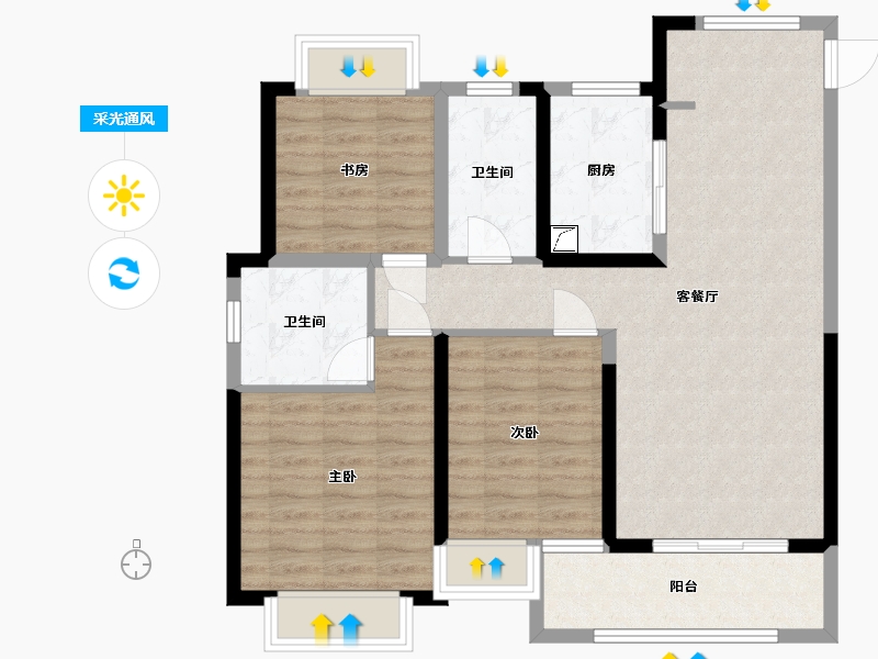 江苏省-南通市-江海都会-92.00-户型库-采光通风