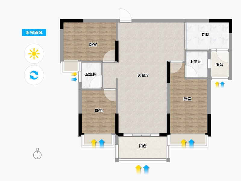 广东省-江门市-台山·骏景园-98.00-户型库-采光通风