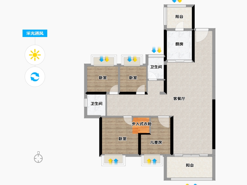 广东省-汕头市-天合名門豪庭南区-114.11-户型库-采光通风