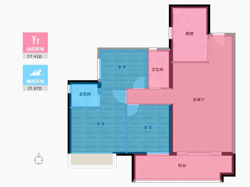 广东省-江门市-保利中央公馆-83.75-户型库-动静分区