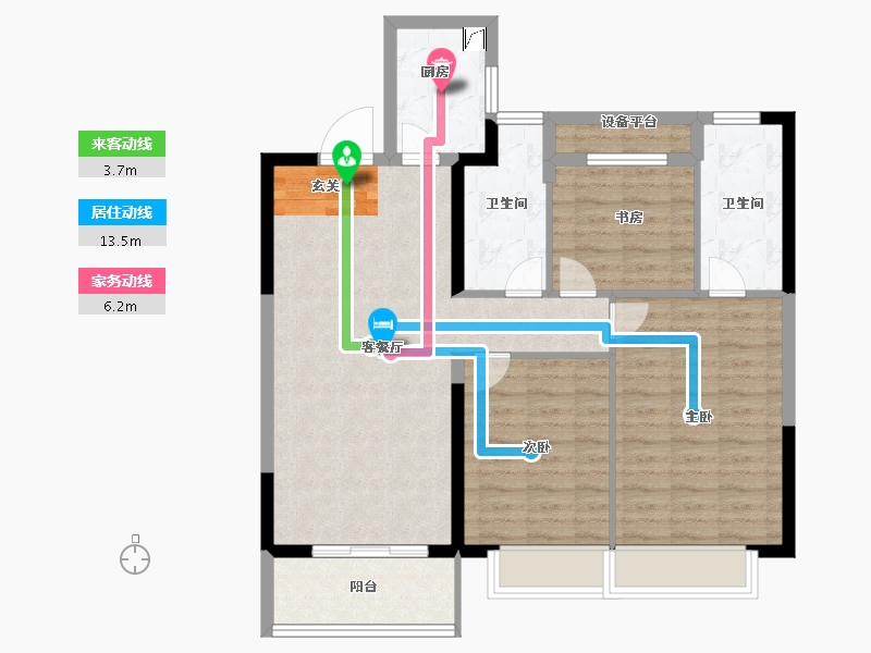 山东省-泰安市-新华学府上园-88.00-户型库-动静线