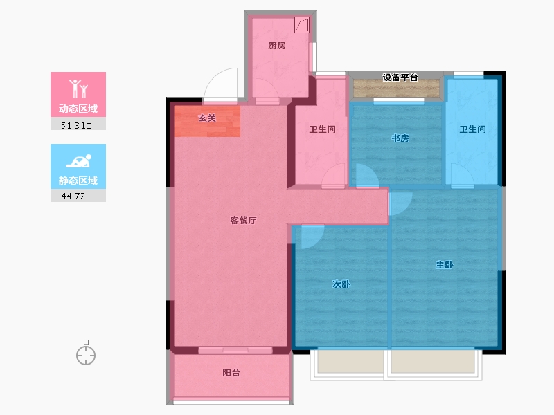 山东省-泰安市-新华学府上园-88.00-户型库-动静分区