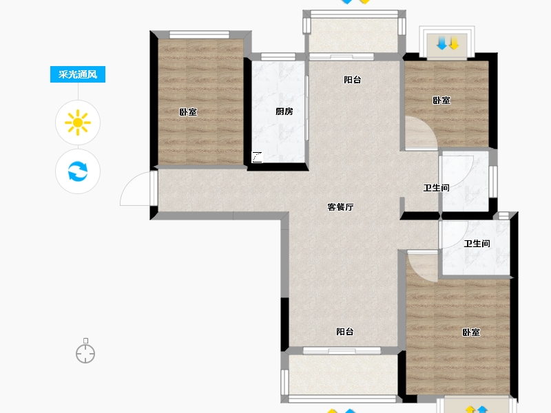 湖北省-武汉市-曦地港CITY ON-89.03-户型库-采光通风