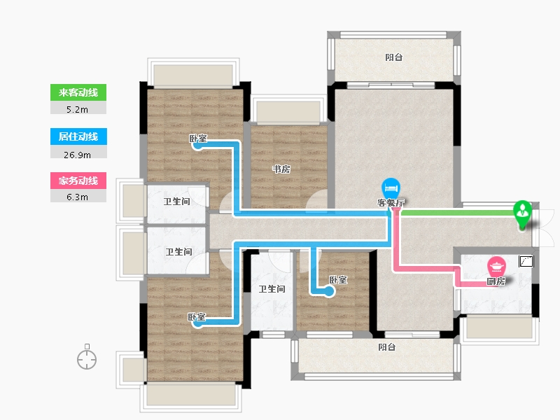 广东省-梅州市-正兴万象江山三期-116.64-户型库-动静线