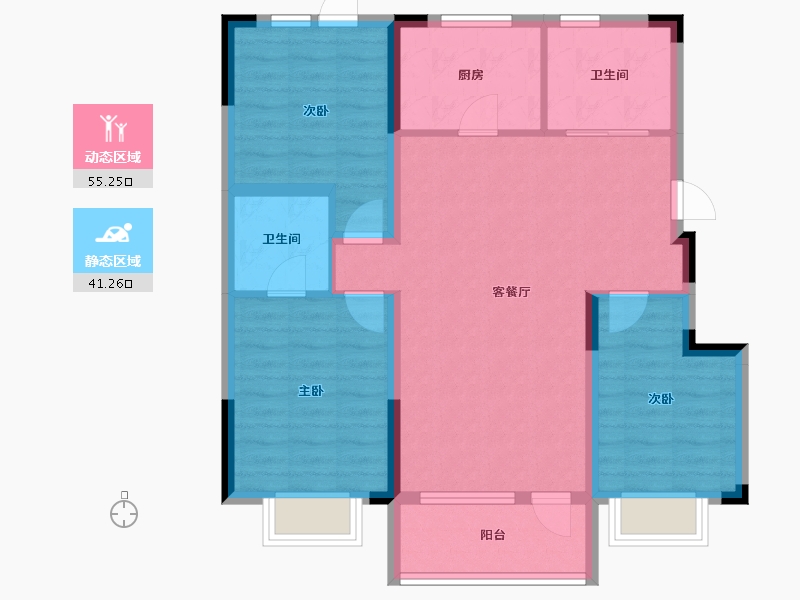 吉林省-长春市-大众置业净月江山樾-86.48-户型库-动静分区