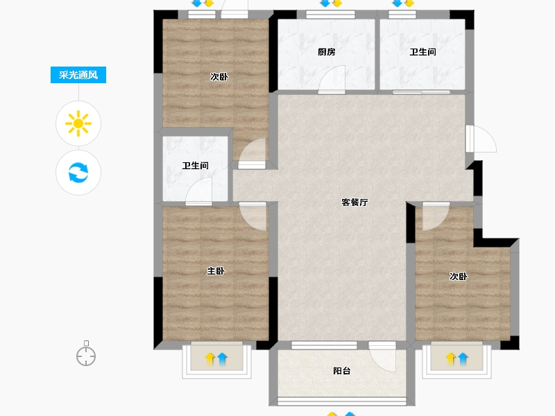 吉林省-长春市-大众置业净月江山樾-86.48-户型库-采光通风