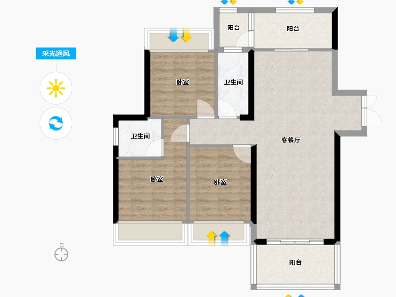 广东省-湛江市-沿江壹号-83.30-户型库-采光通风