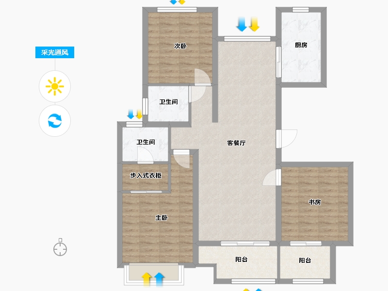 河南省-郑州市-郑西建业联盟新城-98.73-户型库-采光通风