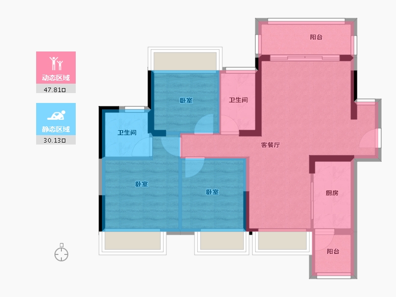 广东省-阳江市-阳光幸福里-68.78-户型库-动静分区