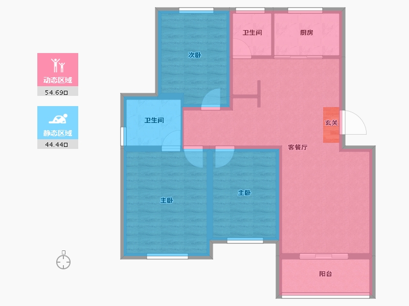 山东省-泰安市-滨河御邸二期-88.48-户型库-动静分区