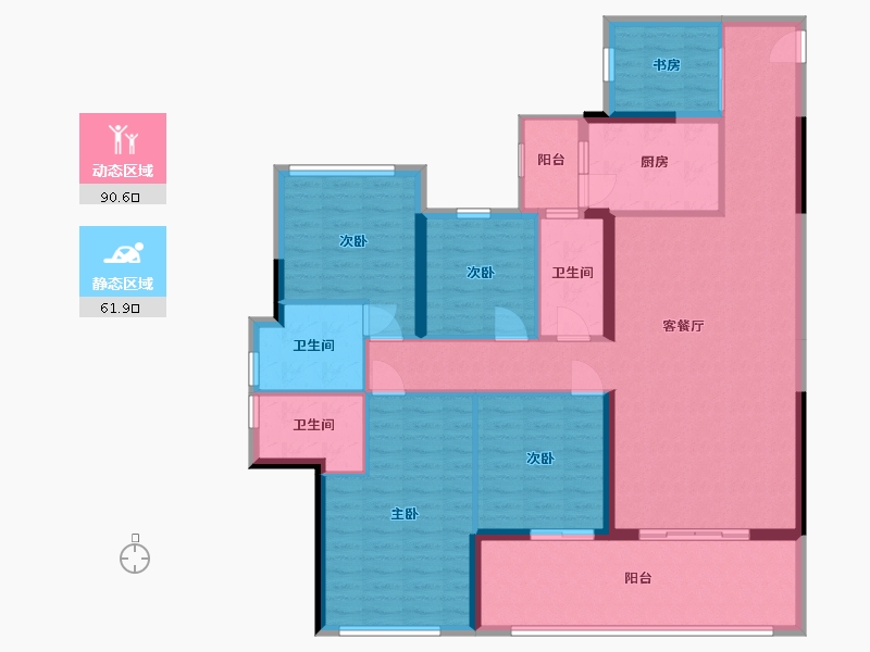 广东省-惠州市-景富双湖湾-137.79-户型库-动静分区