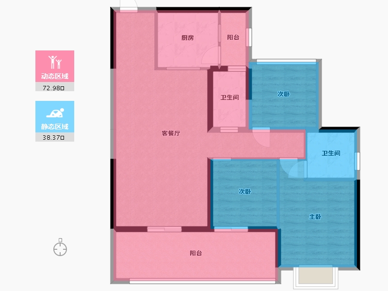 广东省-惠州市-景富双湖湾-99.97-户型库-动静分区