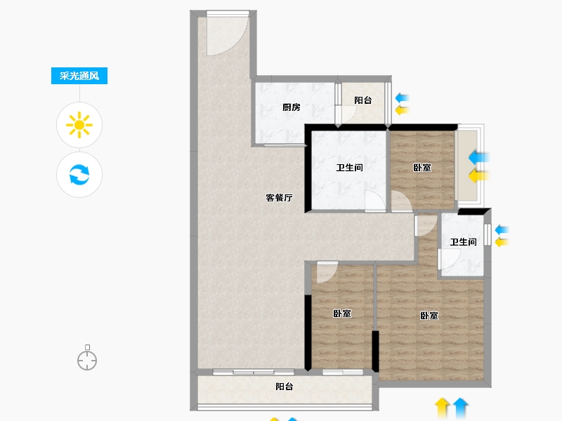 广东省-湛江市-裕达豪庭-112.07-户型库-采光通风