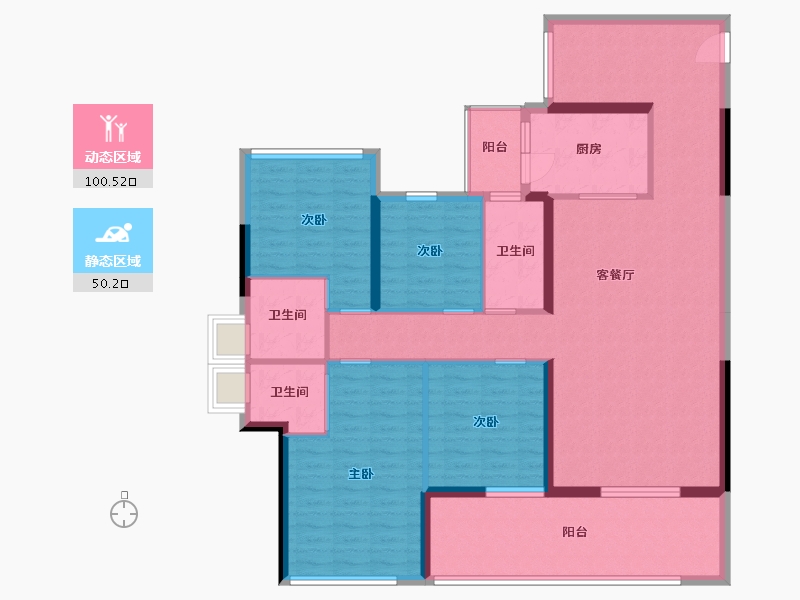 广东省-惠州市-景富双湖湾-136.51-户型库-动静分区