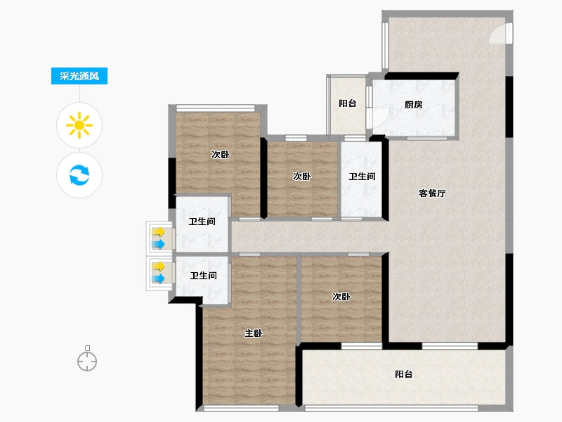 广东省-惠州市-景富双湖湾-136.51-户型库-采光通风