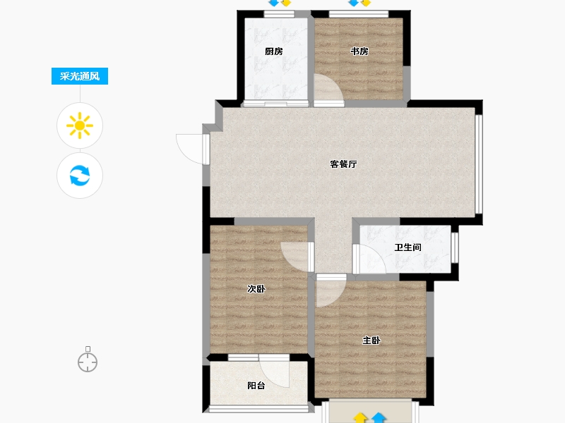 山东省-威海市-威高七彩城春风里-94.00-户型库-采光通风