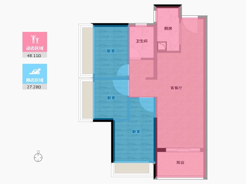 广东省-深圳市-佳兆业樾伴山-66.83-户型库-动静分区