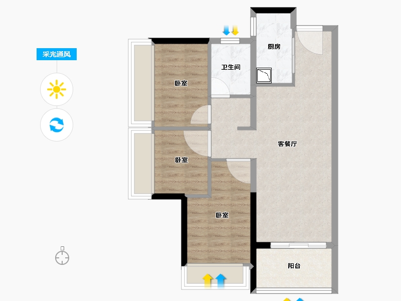 广东省-深圳市-佳兆业樾伴山-66.83-户型库-采光通风