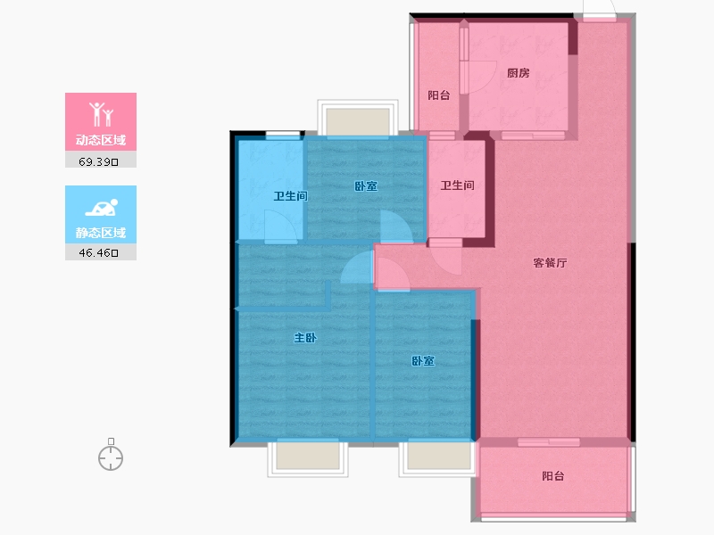 安徽省-六安市-恒大御景湾-104.00-户型库-动静分区