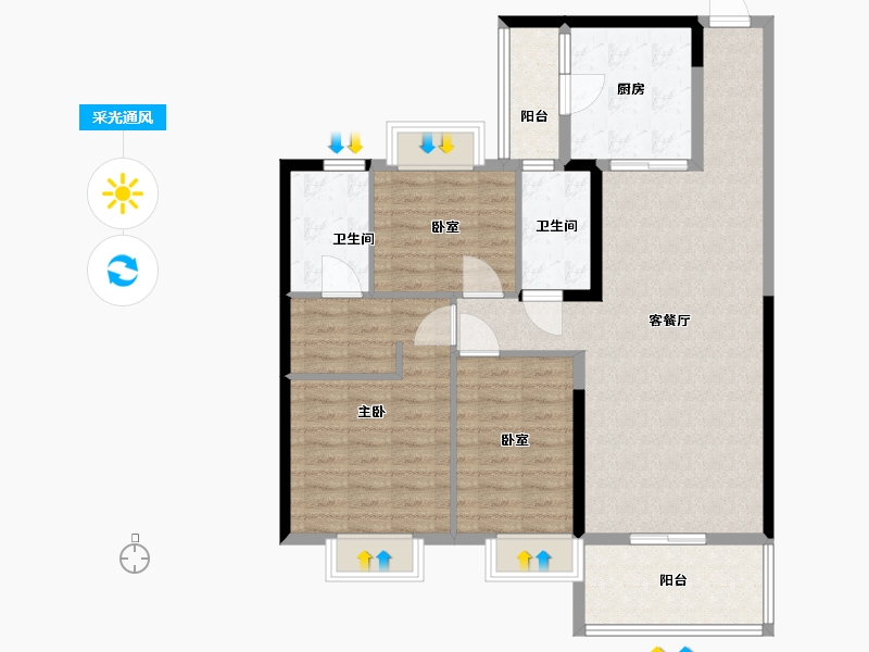 安徽省-六安市-恒大御景湾-104.00-户型库-采光通风