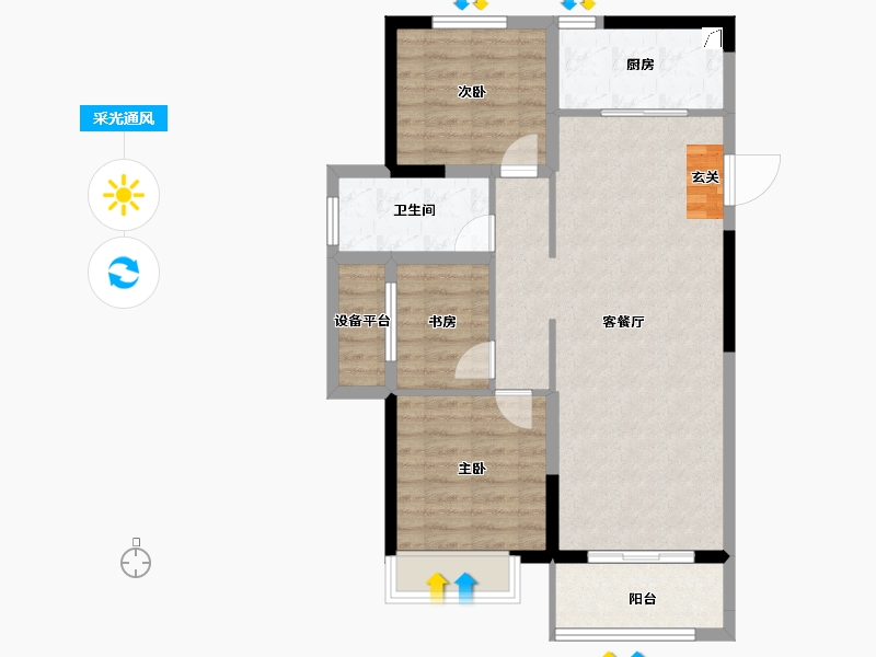 山东省-泰安市-新华学府上园-78.00-户型库-采光通风