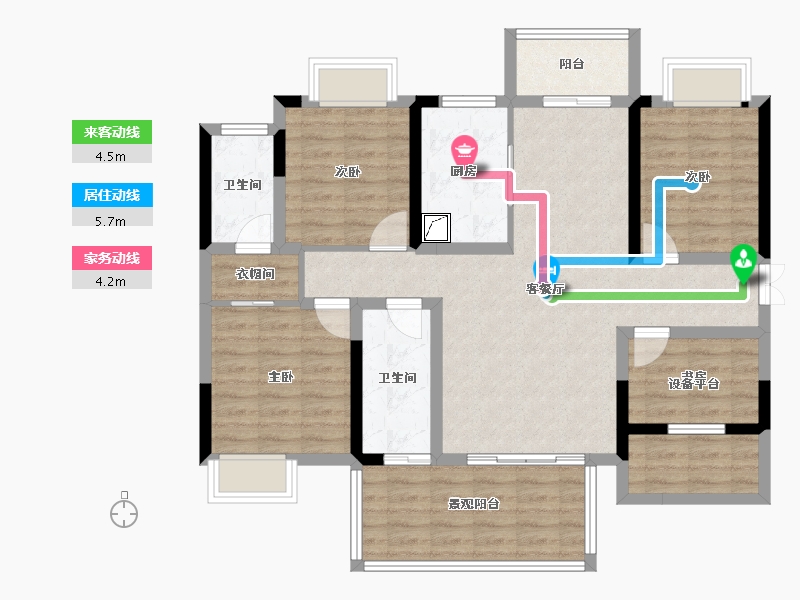 湖南省-长沙市-润和滨江广场-103.03-户型库-动静线