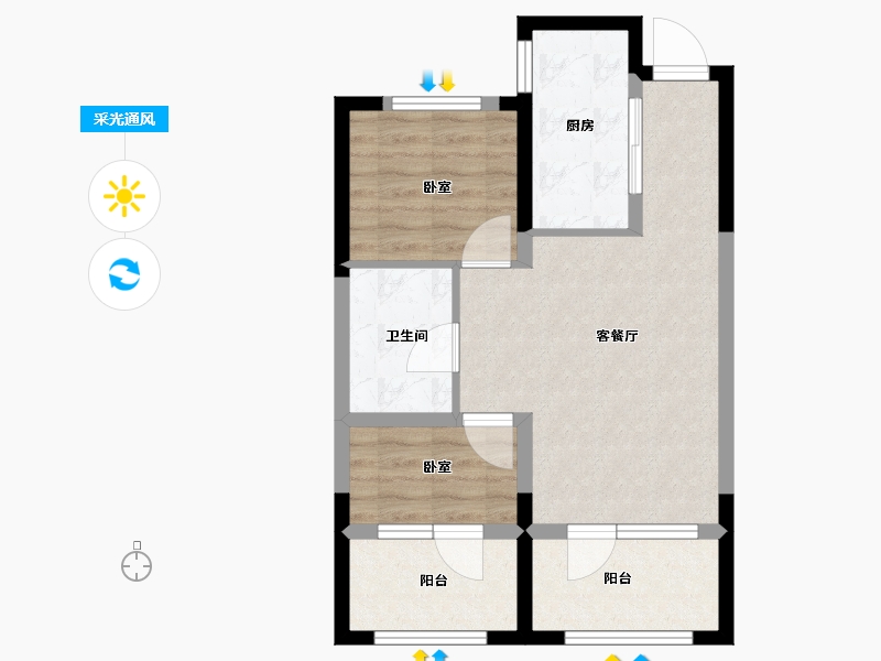 山东省-青岛市-龙湖上合壹号-61.31-户型库-采光通风