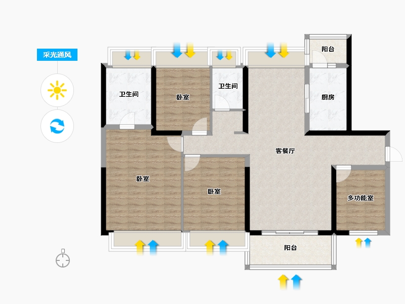 广东省-佛山市-岭南天地怡廷-119.36-户型库-采光通风