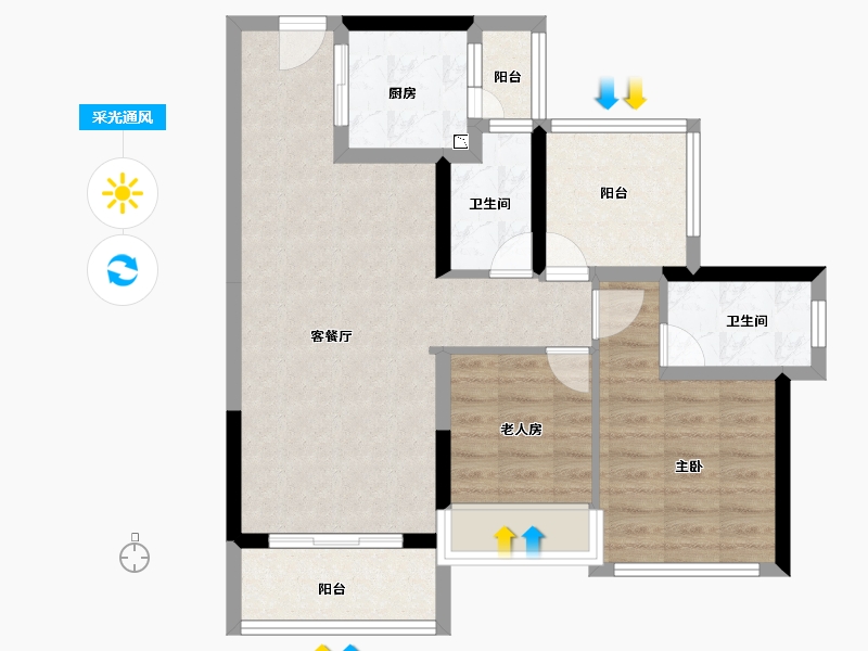 广东省-肇庆市-龙光玖誉城-71.00-户型库-采光通风