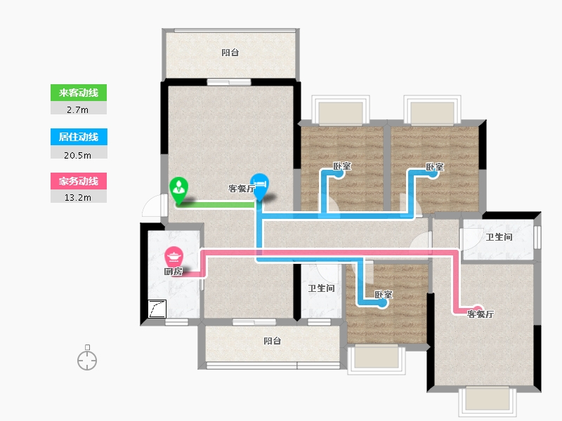 广东省-惠州市-侨康名轩-105.56-户型库-动静线