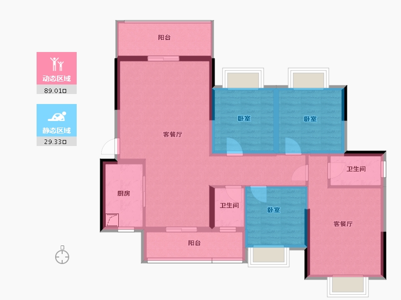 广东省-惠州市-侨康名轩-105.56-户型库-动静分区