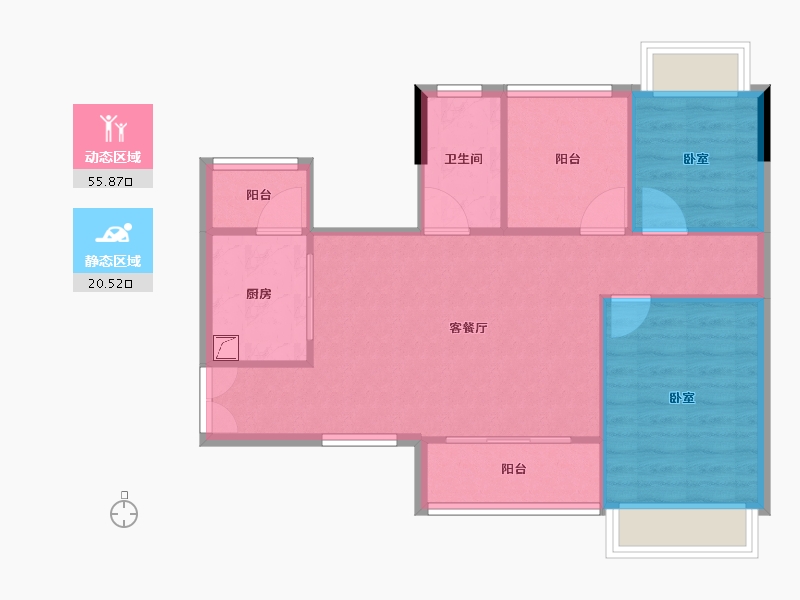 广东省-肇庆市-鼎湖春天-69.47-户型库-动静分区