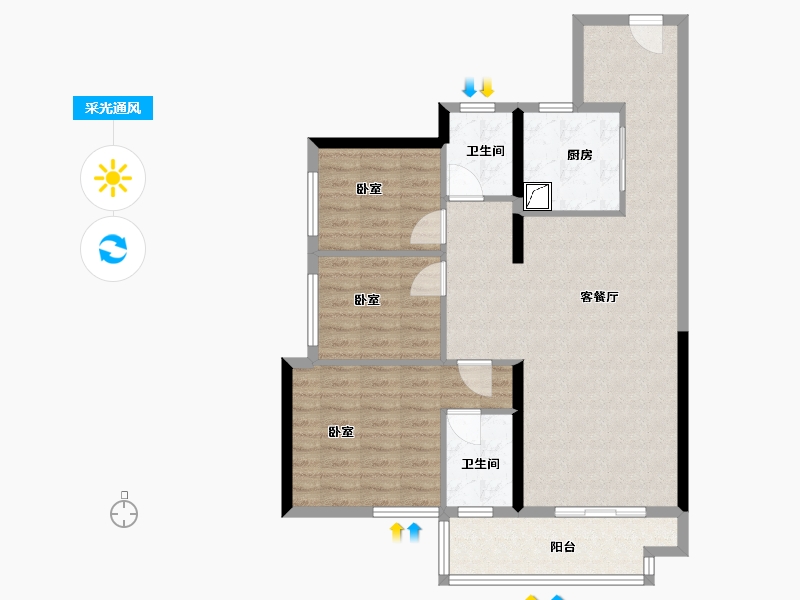 广东省-汕尾市-万德隆·阳光城·愉景湾-92.00-户型库-采光通风