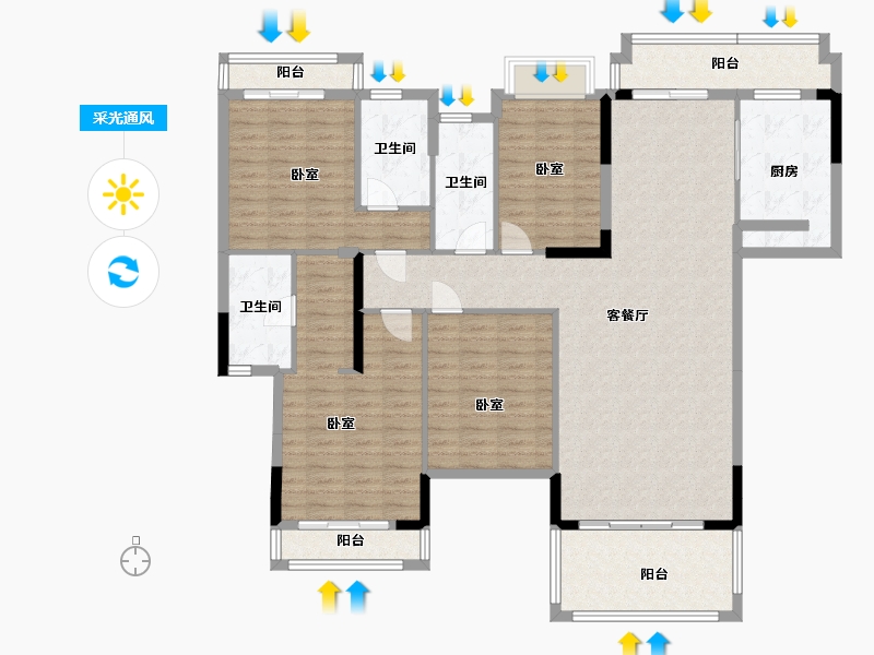 广东省-梅州市-梅州客天下东城森林湖-149.65-户型库-采光通风