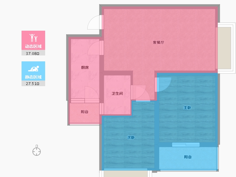 陕西省-西安市-佳龙大沃城-57.15-户型库-动静分区