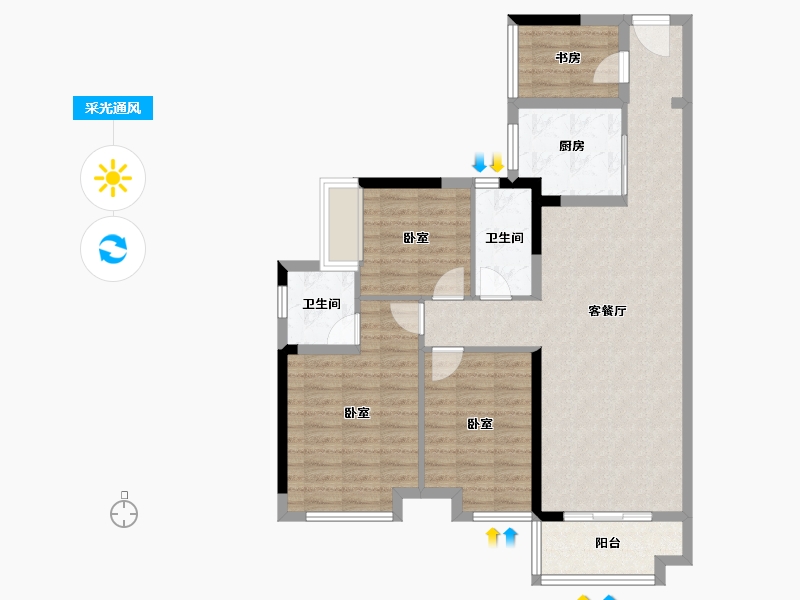 广东省-佛山市-美的西江府-93.23-户型库-采光通风