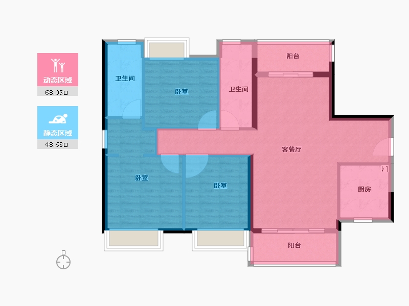 广东省-江门市-保利中央公馆-105.00-户型库-动静分区