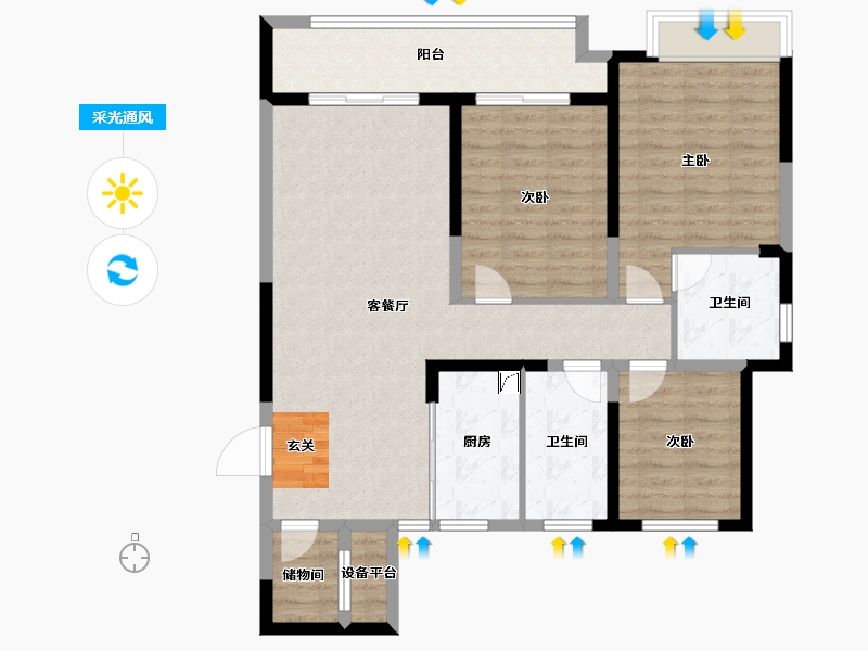 山东省-泰安市-新华学府上园-102.01-户型库-采光通风