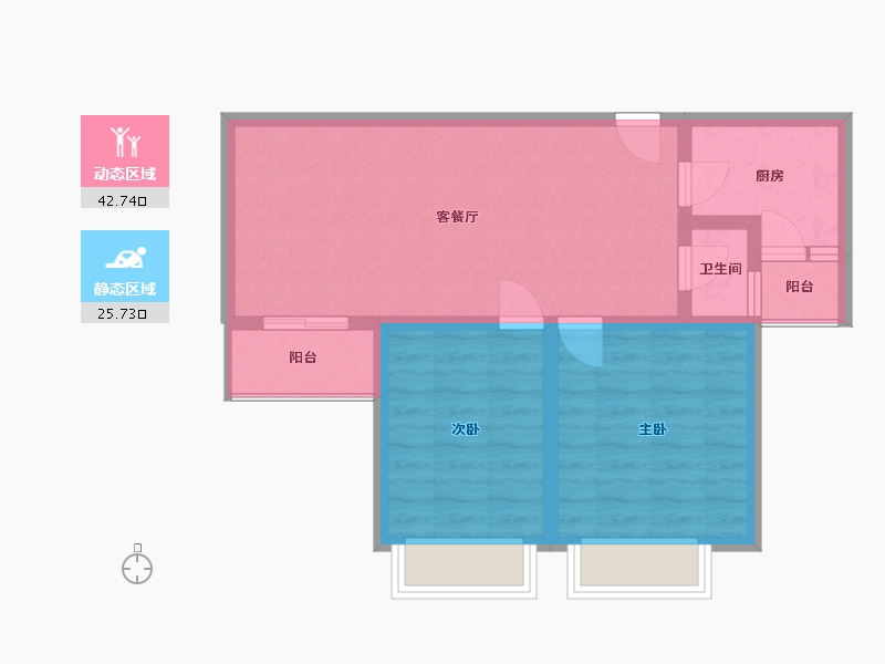 陕西省-西安市-佳龙大沃城-60.83-户型库-动静分区