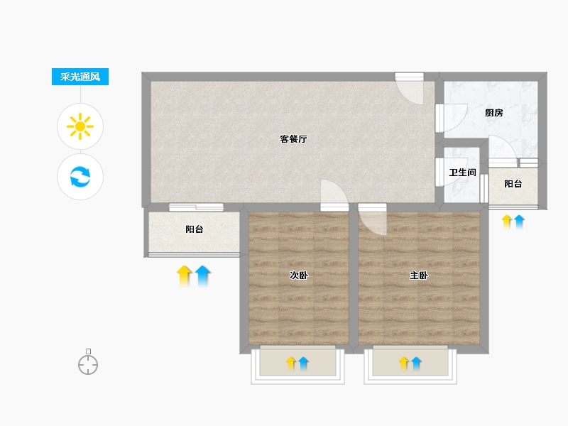 陕西省-西安市-佳龙大沃城-60.83-户型库-采光通风