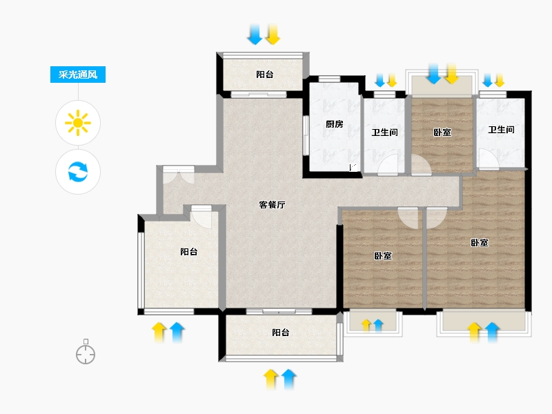 广东省-江门市-保利中央公馆-114.60-户型库-采光通风