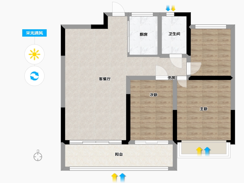 安徽省-蚌埠市-学翰府邸-80.18-户型库-采光通风